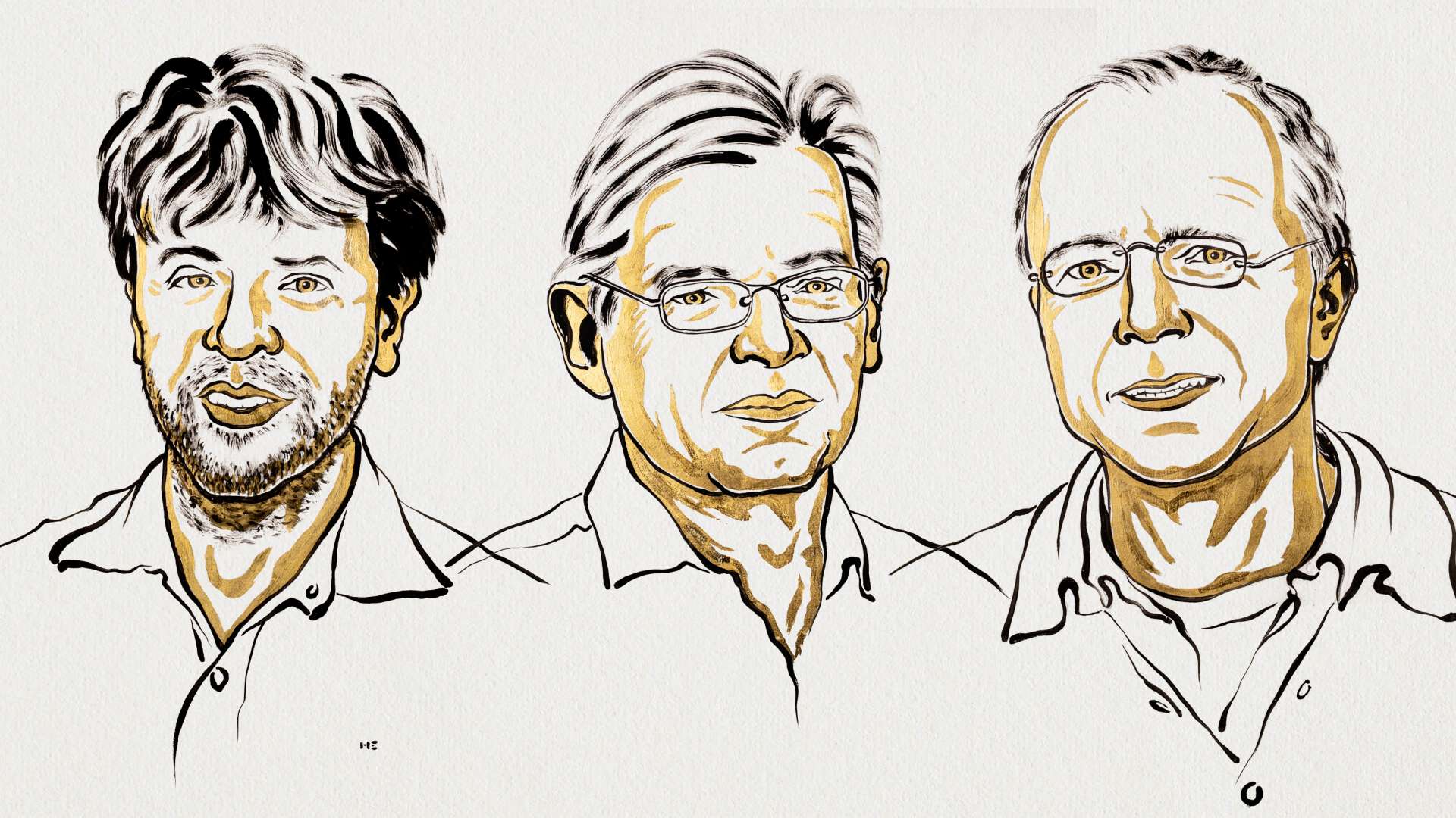 Illustrasjon av de tre nobelprisvinnerne i fysiologi eller medisin 2026