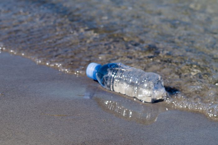 plastflaske i vannkanten