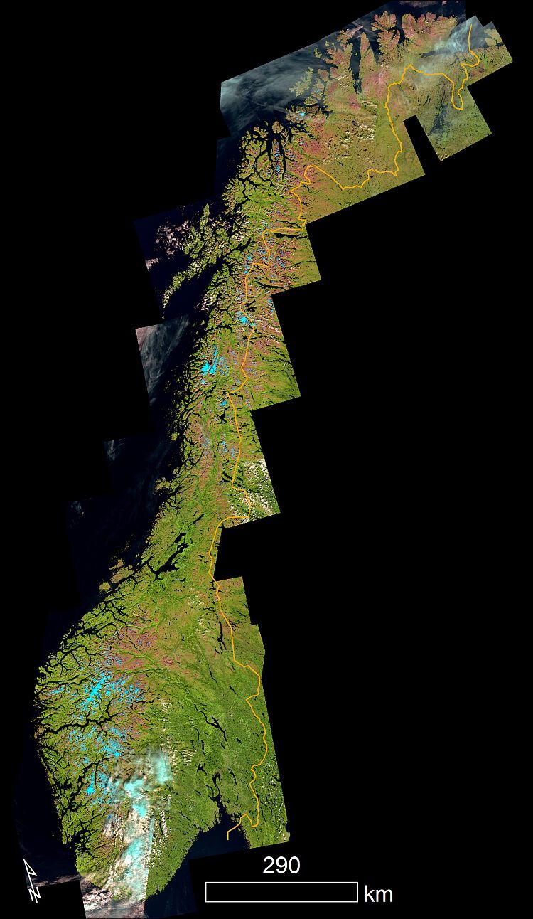 Satelittfoto av Norge