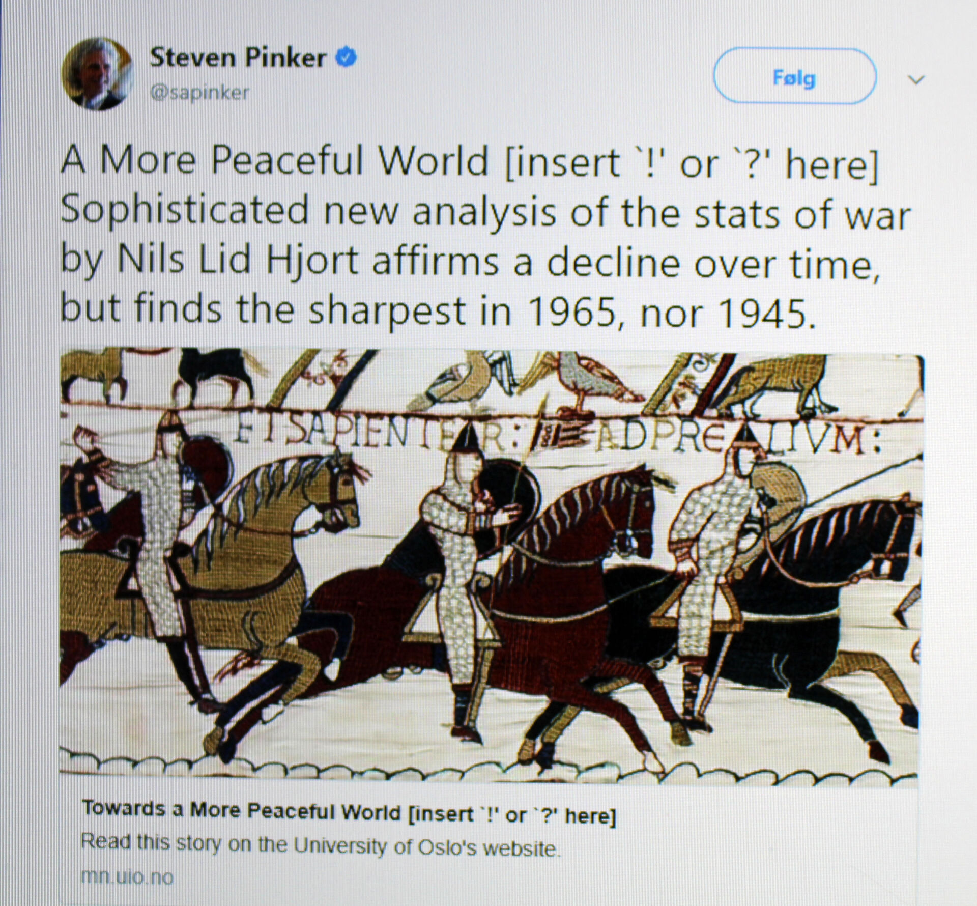 Steven Pinkers tweet