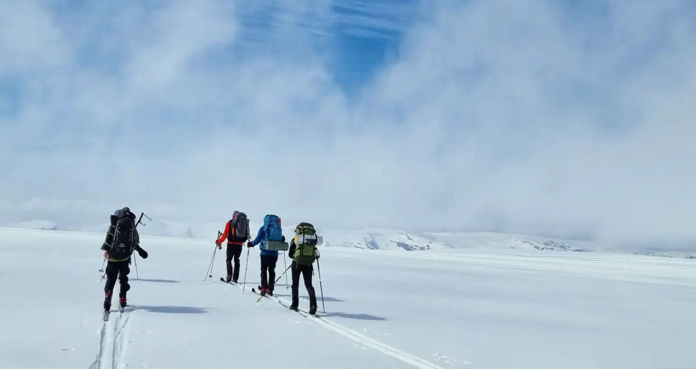 Photo: Epic ski route under threat. A classic cross-country ski traverse is the 62 km "Josten på langs" across Jostedalsbreen. With the glacier likely to split into several smaller parts in the future, the trip will hardly be the same. Photo: Liss M. Andreassen