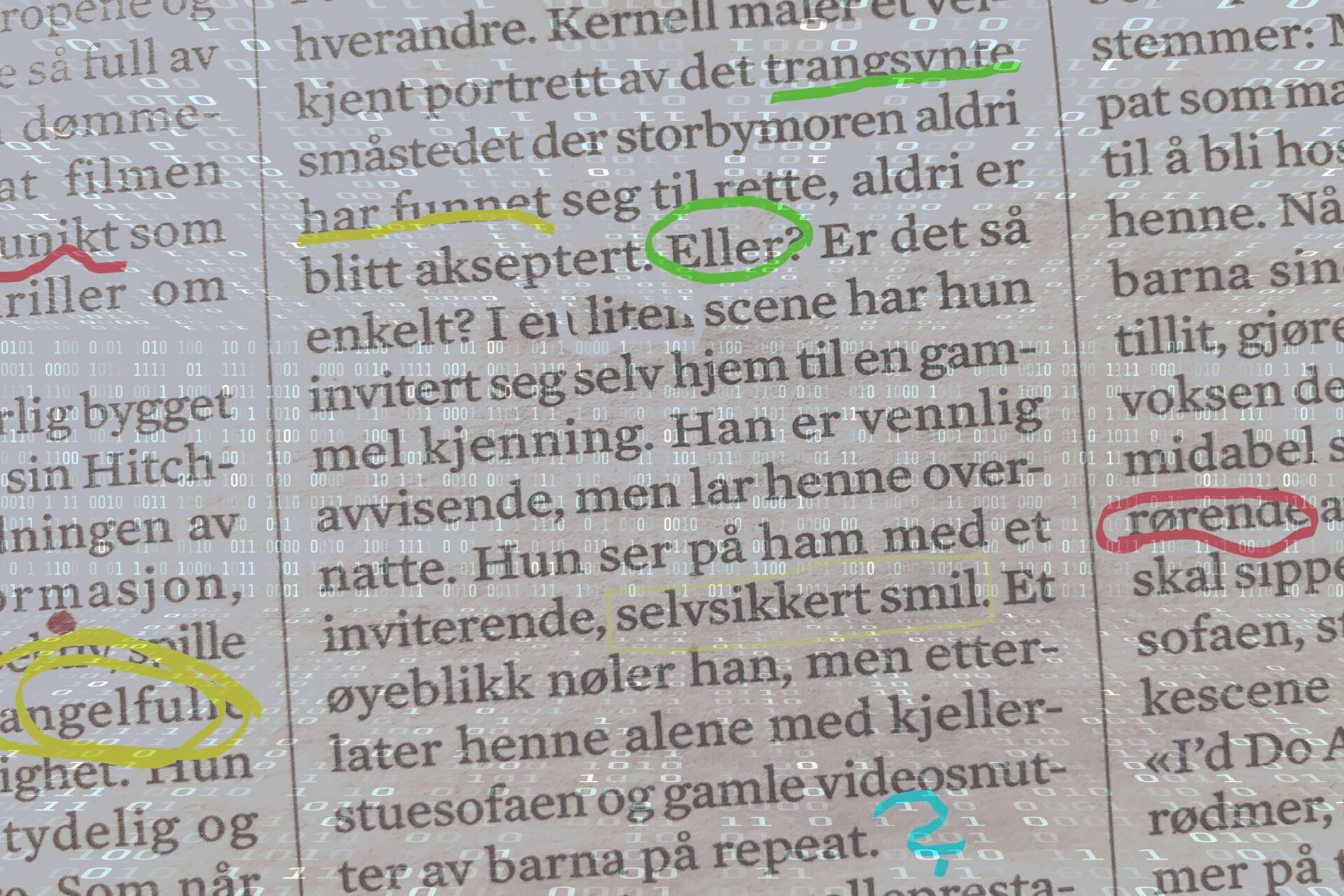 tekst med enkelte markerte ord