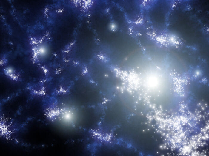 Illustrasjon av dannelsen av de første stjernene i universet