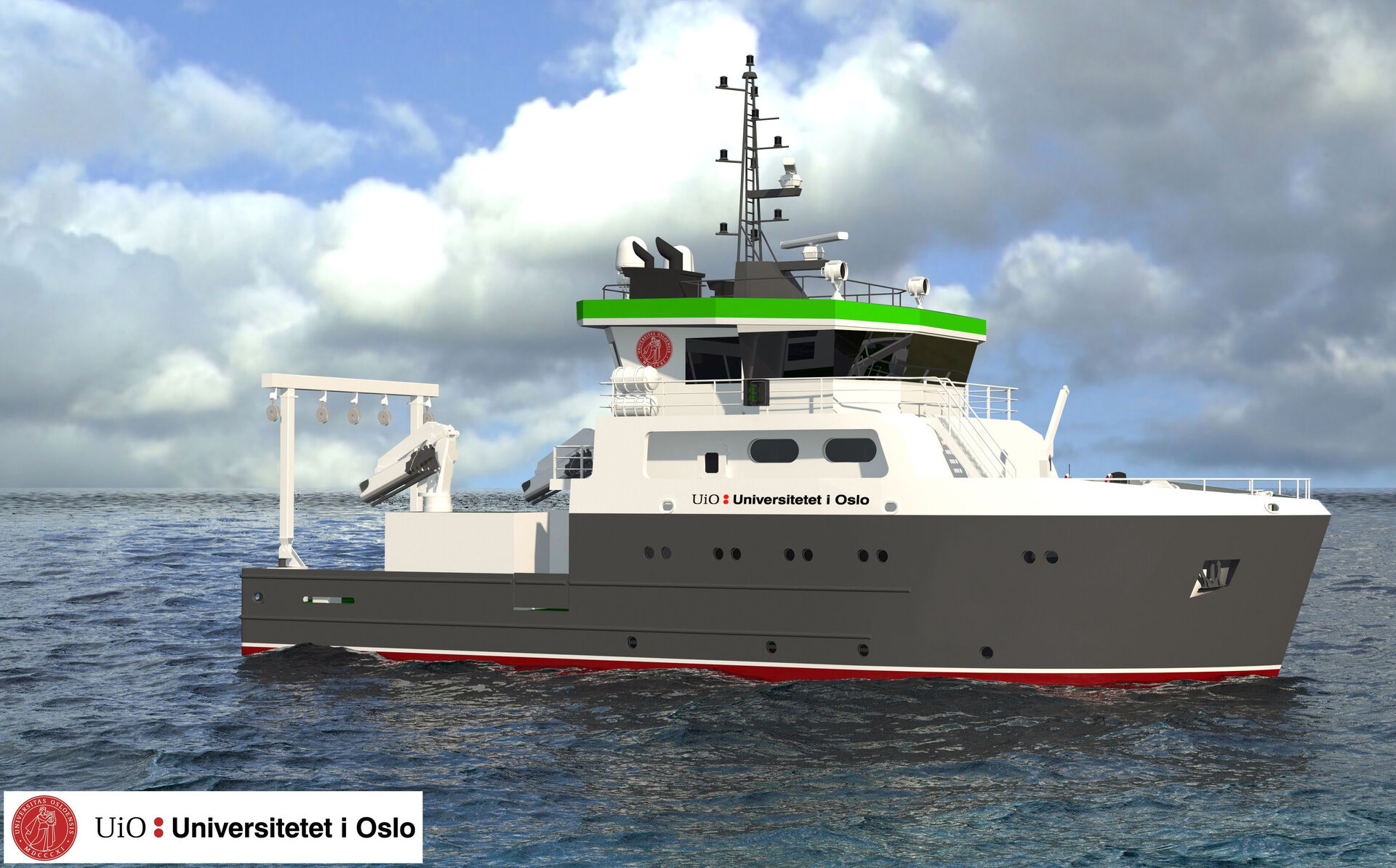 Slik kommer UiOs nye forskningsfartøy til å se ut. Illustrasjon: LMG Marin.