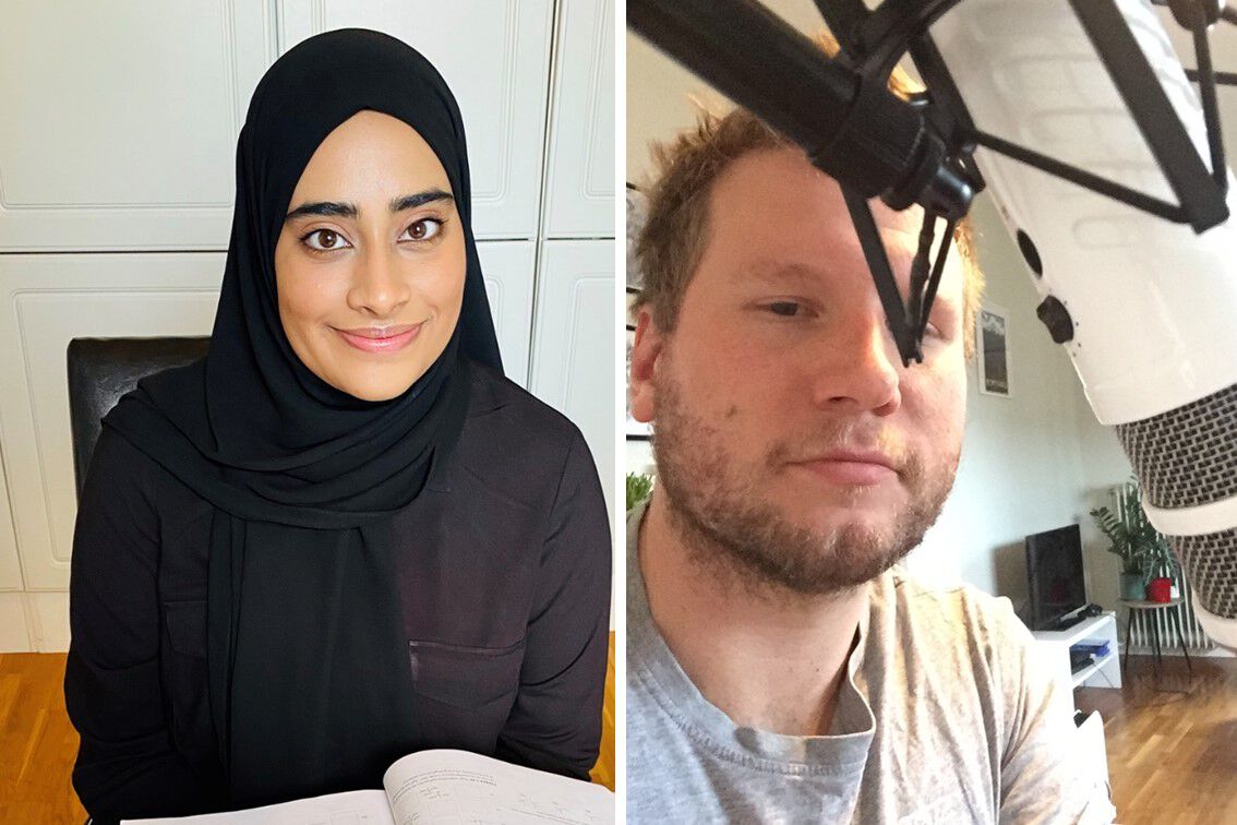 Student Zara Fatima og foreleser Alexander Sandtorv jobber begge hjemmefra.